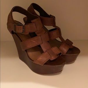 Steve Madden Wedge Cage Brown Sandal Sz 9.5 10